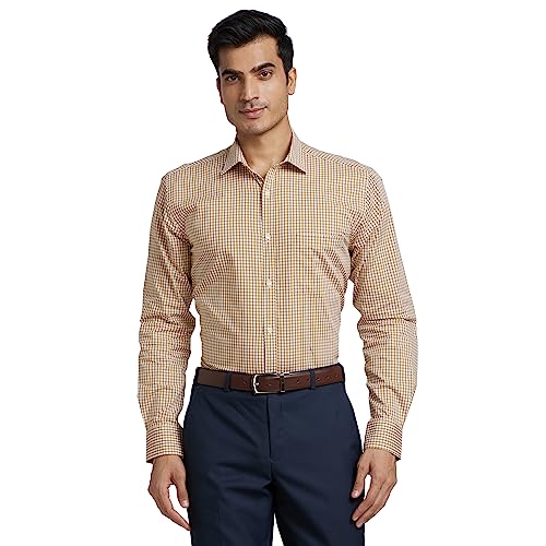 Image of Park Avenue Men Cotton Checkered Slim Fit Shirt