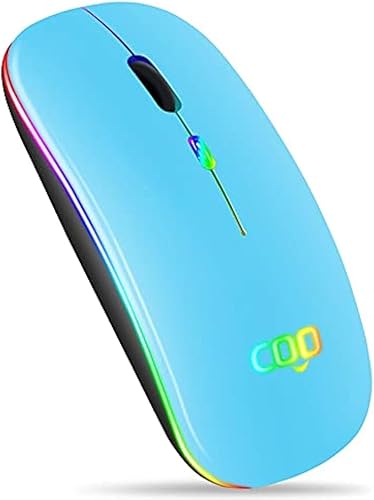 COO Ratón inalámbrico, LED delgado modo dual (Bluetooth 5.1 y 2.4G inalámbrico) recargable LED inalámbrico con 3 DPI ajustables para iPad OS 13,