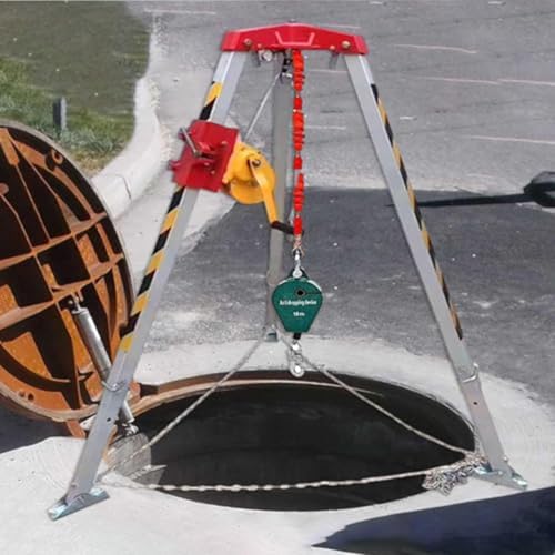 Confined Space Tripod Kit, 7ft Scalable Legs Emergency Rescue Tripod Kit with Ring Protection Chains and Fall Arrester, for Well Sewer Underground Pipe,1200LBS