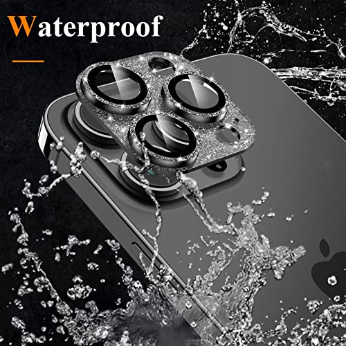 Image of YWXTW for iPhone 13 Pro /iPhone 13 Pro Max Camera Lens Protector, [4TH Gen New Bling Design] Glitter Shiny Diamond Metal Ring Tempered Glass Back Camera Screen Protector Lens Cover