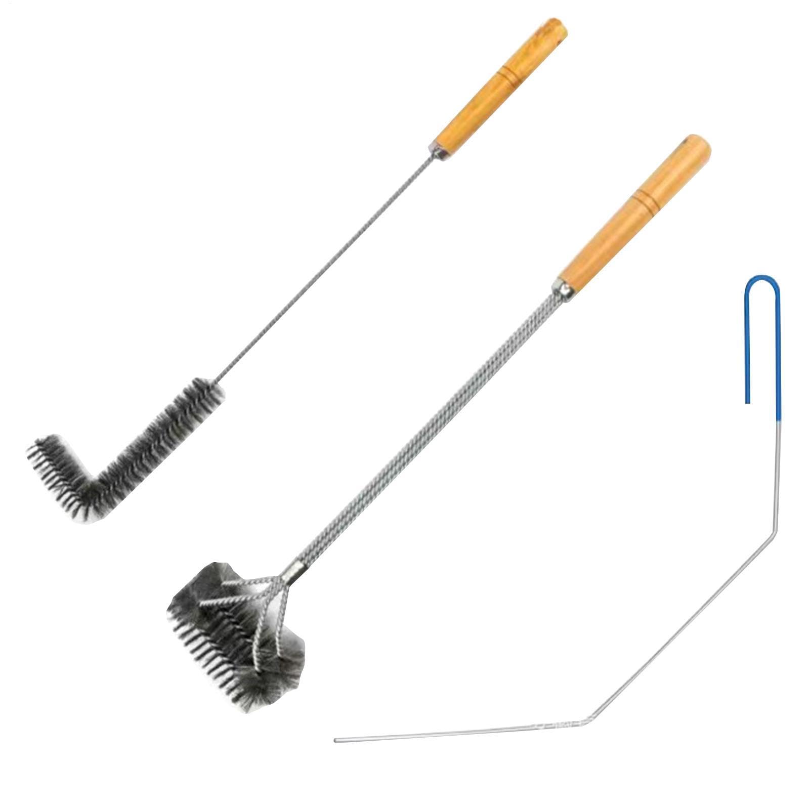 Set di 3 utensili per la pulizia della friggitrice, asta con spazzola per cestello, kit per friggitrice a lunga durata, strumento per scrub professionale a forma di L, accessorio per la pulizia della