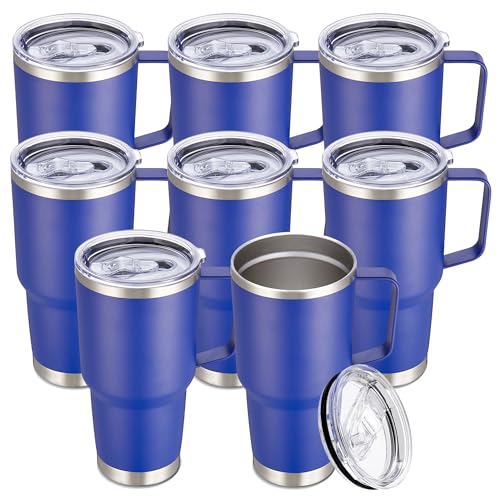 Image of 30 oz Stainless Steel Tumblers Bulk with Handle and Lid, 8 Pack