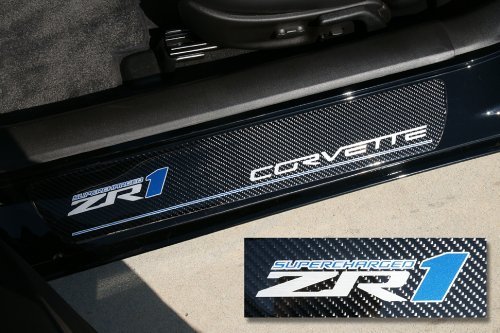 Corvette Door Sill Plates - Carbon Fiber with ZR1 Logo