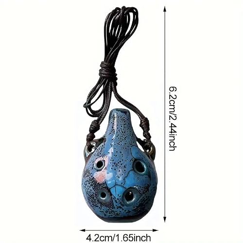 NOIAFZY 2Pcs Exquisite Red Blue 6-Hole Ceramic Ocarina Flute Handcrafted Ceramic Craft Instrument for Music Lovers