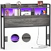 Unikito Headboard for Full Size Bed with Storage Shelf, Head Board with 3 Outlets and 2 USB Ports, Headboards with RGB LED Light, Height Adjustable, Sturdy and Stable, Easy Assembly,Black Oak