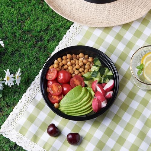 Image of [500 ml (16oz) 15 Count, Round, Black Reusable Plastic Food Storage Containers with Lid | Airtight, Microwave Safe Containers | Perfect for Meal Prep, Storage, Takeaway & Food Delivery
