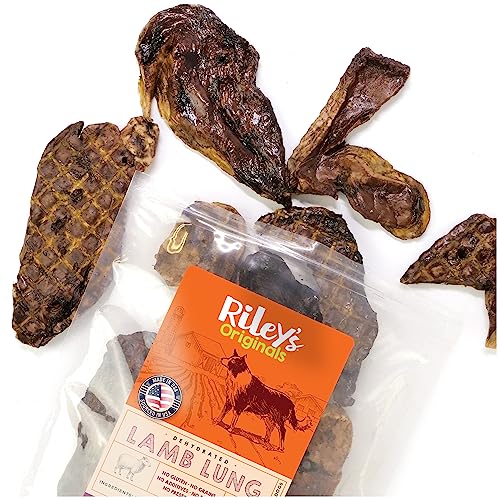 Rileys Premium Dehydrated Lamb Lung Dog Treats - Sourced in USA Made in USA - Air Dried Crunchy & Delicious Lamb Dog Treats - 6 oz