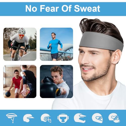 HAGOT 3/6 Pack Men's Headband, Quick-drying Sweatband and Sports Headband, Absorption Breathable Band Sweat for Running, Cycling, Basketball, Tennis, Fitness Workout - Image 5