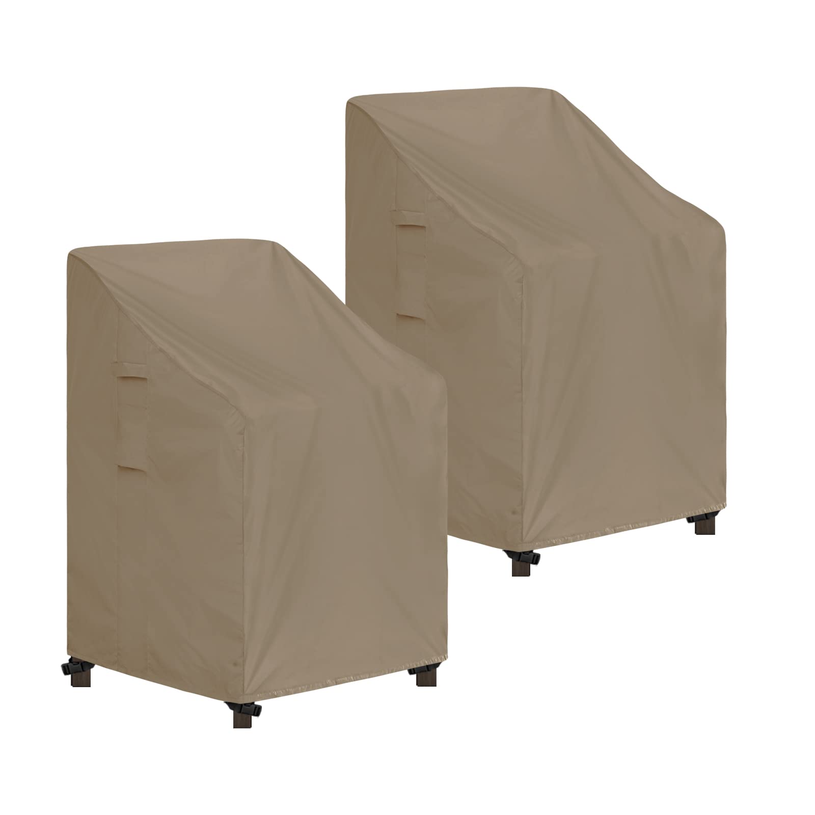 Easy-Going Stackable Patio Chair Cover UV Resistant Outdoor Chair Cover Waterproof Lawn Patio Furniture Covers Fits for 4-6 Stackable Dining Chairs (2 Pack-28Wx36Dx47H inch, Camel)
