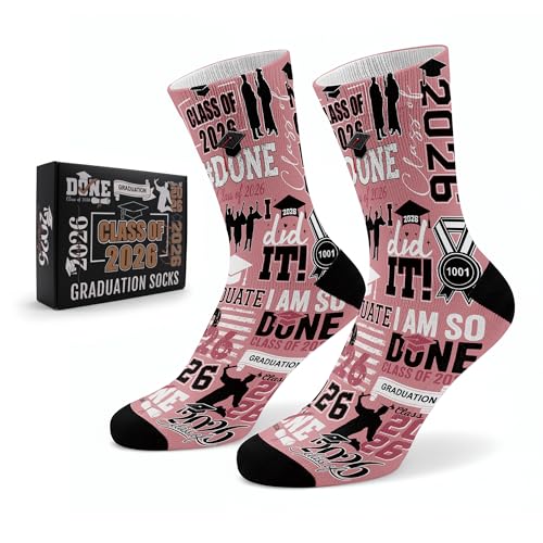 Batorkpl Graduation Socks 2026 with Gifts Box, Class of 2026 Congrats Grad Gifts for College High School (Pink)