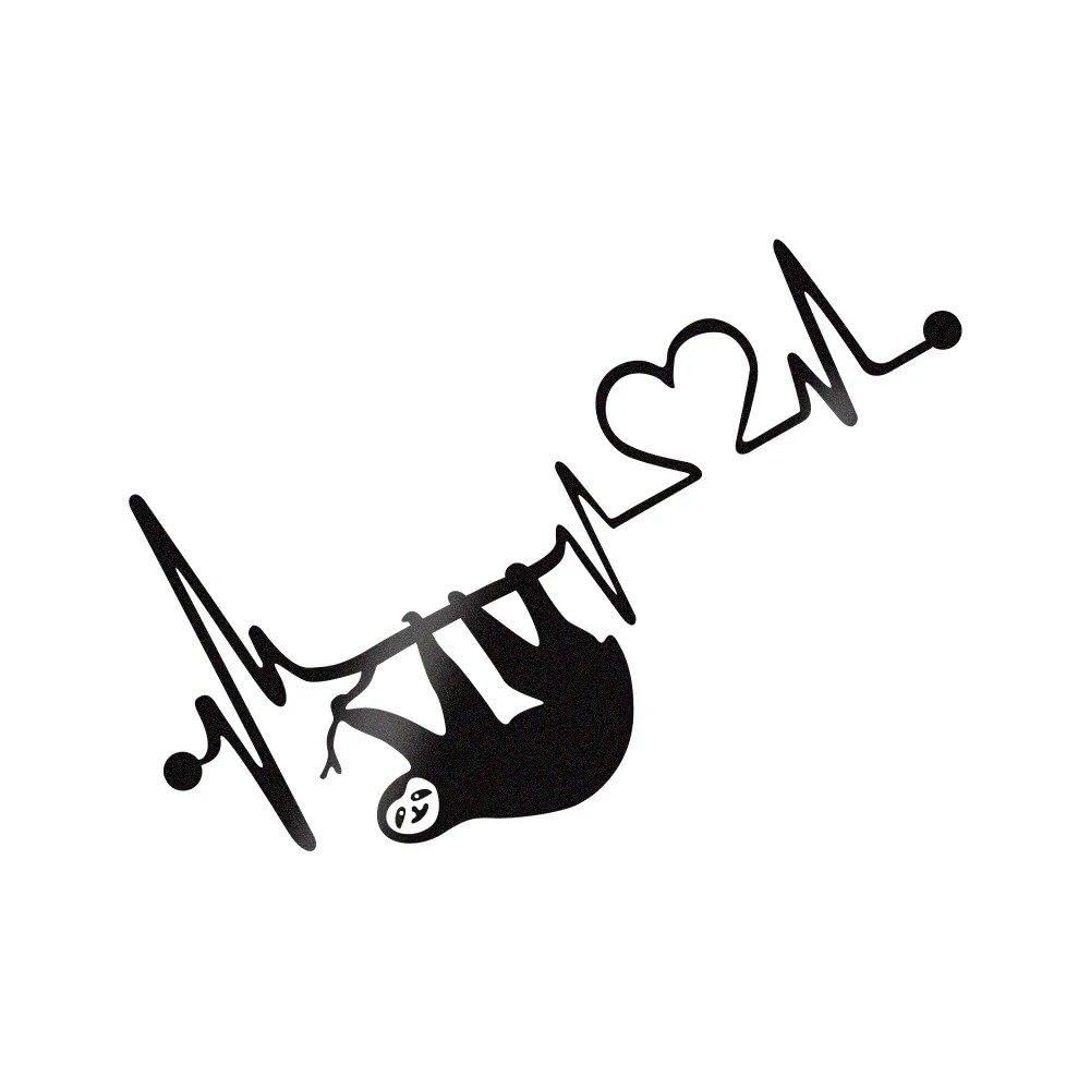 Auto Accessory 20.5x11cm Sloth Heartbeat Car Reflective Sticker Auto Vinyl Film Decal(Black,4pcs)