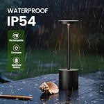 SAKRINGT 2 Pack Rechargeable Table Lamp, LED Cordless Table Lamp,5000mAh Battery Operated Portable Table Light,Dimming for Restaurant/Patio/Outdoor(Black) - Image 3