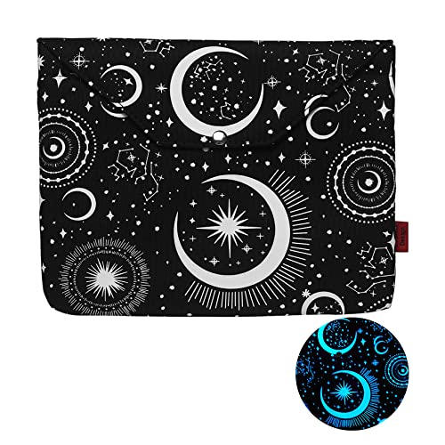 Lparkin Glow in the Dunkel, Mond und Stern, Buchhülle mit Knopf und Extraktasche, Buchbezüge für Taschenbuch, 11 x 8,5 Zoll, Geschenke für Buchliebhaber (Glow in the Dunkel)