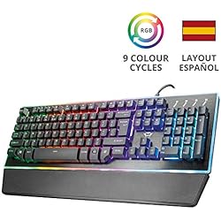 Trust Gaming GXT 860 Thura - Teclado Gaming LED semi mecánico, color negro