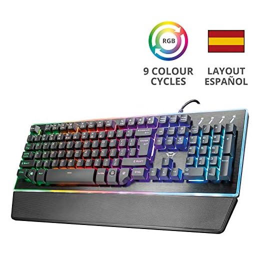 Trust Gaming GXT 860 Thura - Teclado Gaming LED semi mecánico, color negro