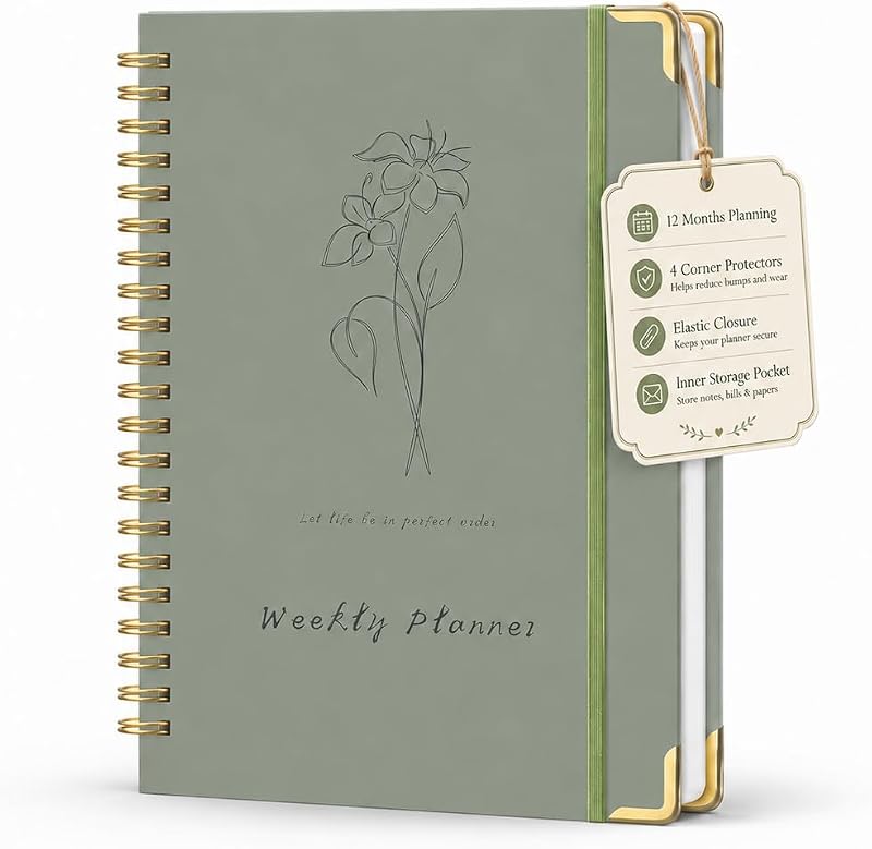 KAICN Undated Weekly Planner with To-Do List & Habit Tracker, 6" x 8" | 52-Week, 2-Page Weekly Spreads, No-Bleed Paper, Smooth Writing, Inner Pocket, Metal Corner Protector, Elastic Closure