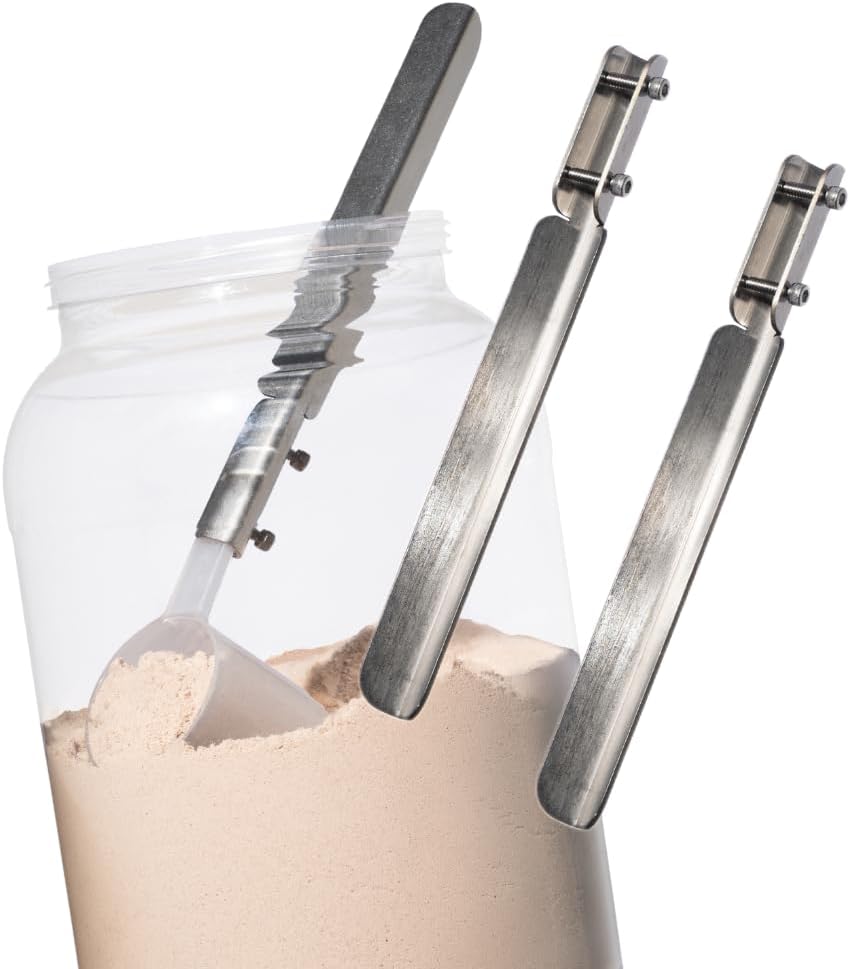 3 Pcs Scoop Handle Set - for Protein Powders, Meal Replacements, Mass Gainers, and Supplements Provided in Large Containers. Stainless Steel. Utensil Length: 6 Inches.