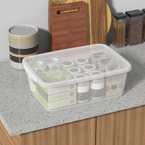 Guankan 16 Qt Plastic Storage Bin with Lid, Clear Latching Box Pack of 2 by Guankan - Used condition - Image 5
