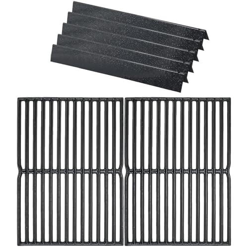 GFTIME 7535 Flavorizer Bars & 7522 Grilles pour Weber Spirit E200/210 (2007-2012 avec boutons de brûleur latéraux), couvercle de brûleur en porcelaine 7535...
