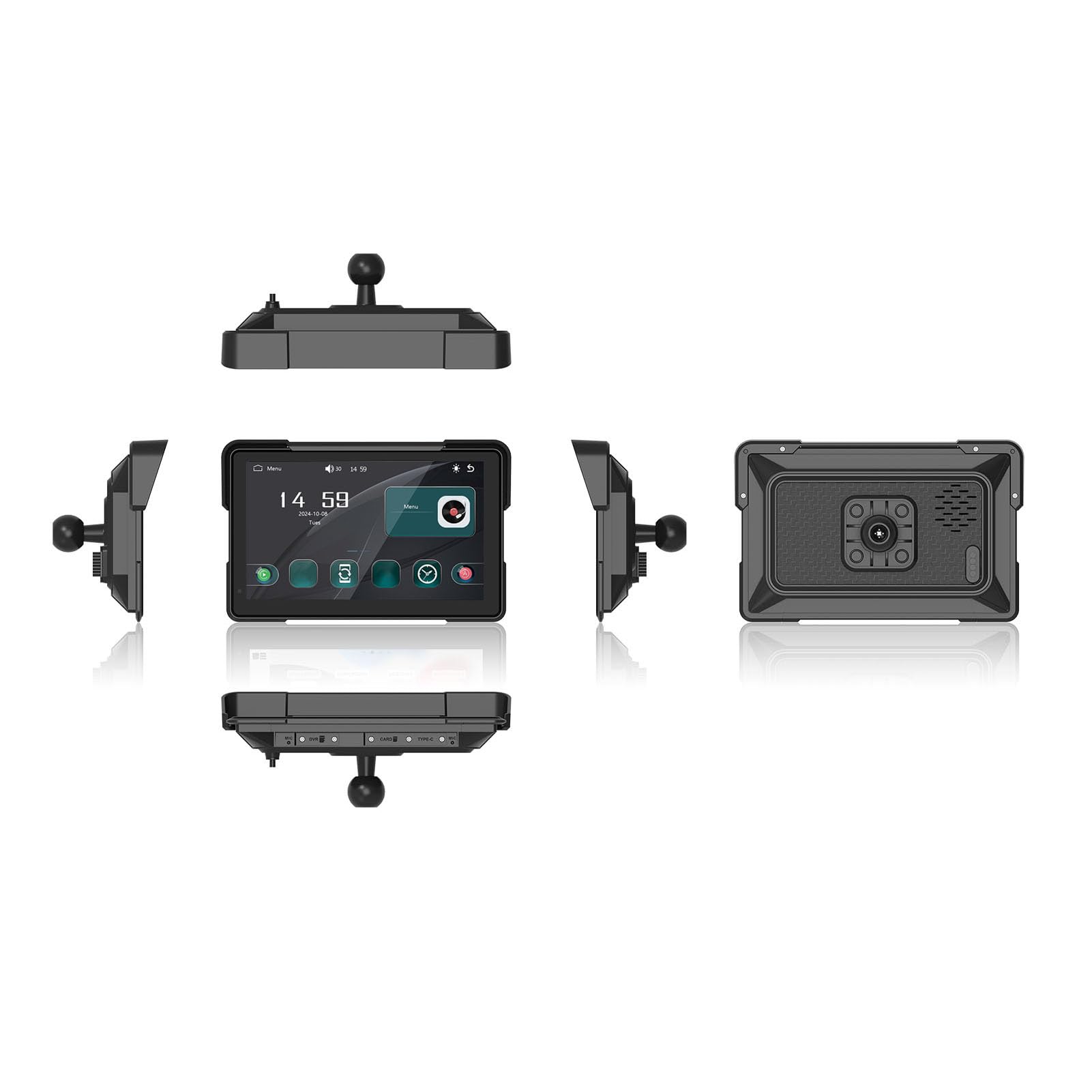 Luocute System Nawigacji Motorbike GPS, łączność Słuchawek, 7 -calowy Ekran IPS HD, Wodoodporny, łatwa Instalacja, dla CarPlay, z Assistant, Przewodowe Zdalne Sterowanie