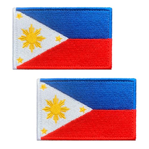 2 parches de emblema táctico bordado de la bandera filipina nacional filipina para brazalete, bolsa, chaleco, sombrero, motociclista, uniformes, ropa, mochila, chaqueta, 2 unidades