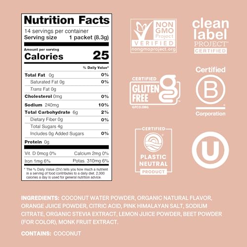 Image of Cure Hydration | Plant-Based Electrolyte Drink Mix | No Added Sugar | FSA-HSA | Dehydration Relief Powder Made with Coconut Water | Non-GMO | Vegan | Pouch of 14 Packets - Grapefruit