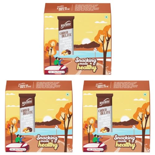 Image of RiteBite Choco Delite Energy Snack Bar with Oats, Almonds & Dark Chocolate 480g - Pack of 36