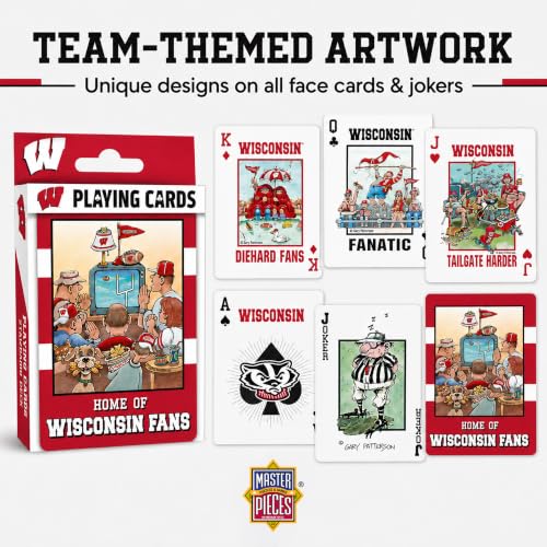 Image of Masterpieces Kid Playing Cards - Officially Licensed NCAA Wisconsin Badgers Deck