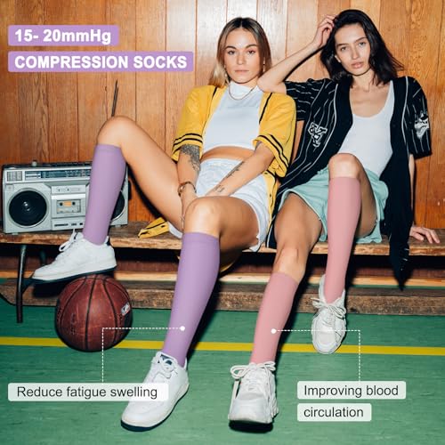 Image of Iseasoo 4 Pairs Compression Socks for Women Circulation-Best Support for Nurses,Running,Athletic,Travel