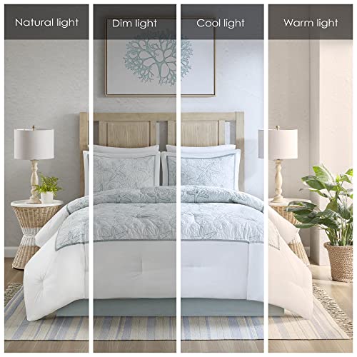 Harbor House Cotton Comforter Set - Coastal Oceanic Sealife Design, All Season Down Alternative Bedding with Matching Shams, Bedskirt, Maya Bay, Seafoam Blue King(108"x96") 4 Piece by Harbor House - Image 2