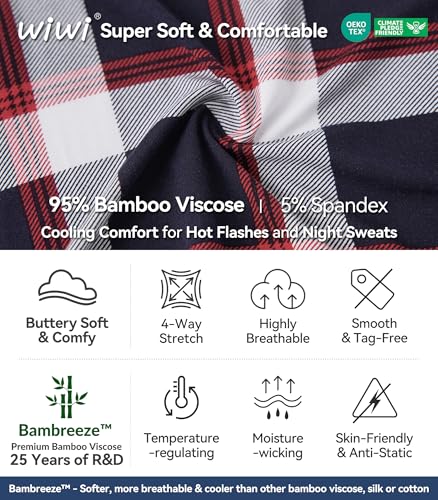 Image of WiWi Viscose from Bamboo Women's Pajamas Set Super Soft Button Down Top and Pants Sleepwear Cooling Pjs S-3X
