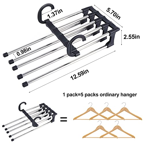 Gruccia Pantaloni, 4Pcs Appendini Salvaspazio Armadio, Antiscivolo Appendiabiti per Pantaloni Magici, Porta Pantaloni per Armadio,Gruccia Appendiabiti, Gruccia Pantaloni (Nero) - Image 8