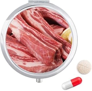 Rib Chop Raw Meat Food Texture Pill Case Pocket Medicine Storage Box Container Dispenser