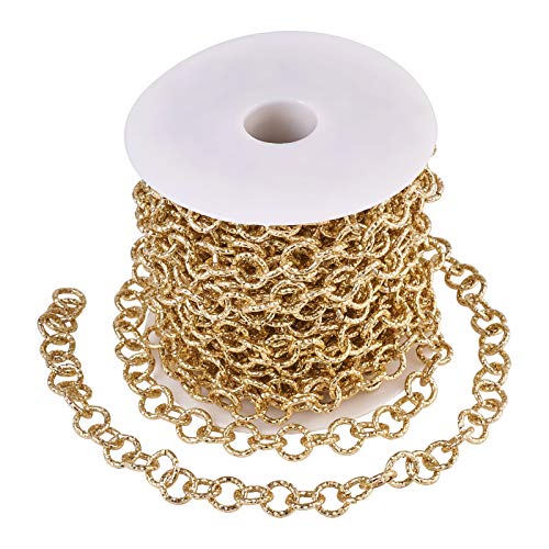 Catena a maglia rolò, 10 m/rotolo, in alluminio con placcatura in vero oro 18 kt, 11,5 x 2 mm, color oro chiaro, non saldata, per choker, bracciali, collane e per la realizzazione di gioielli