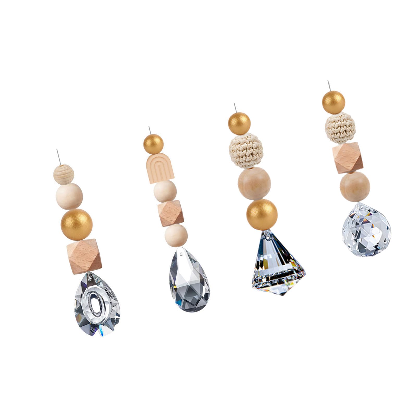 Crystal Suncatchers with Wooden Beads Pendant Ball Hanging Wind Chimes Ornament for Window Decors Gift Wind Chimes