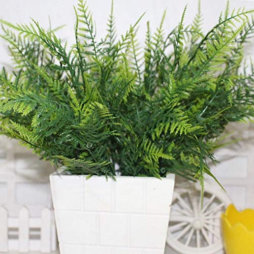 Grand Verde Lot de 10 asperges artificielles en plastique - Brins de romarin au toucher réaliste - Décoration d'intérieur, jardin, terrasse, balcon, bureau, cuisine, vert foncé