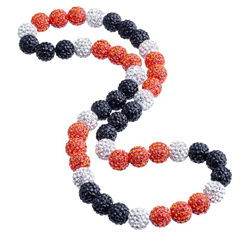 QINJIEJIE 16in/18/20in Baseball Necklace，Baseball Beaded Chain Necklace for Men Women Baseballer，Diamond Rhinestone Discoball Dirp Accessories Necklace Gifts for Team Lovers