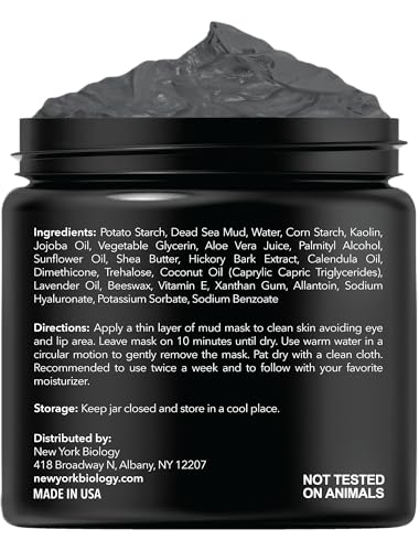 New York Biology Dead Sea Mud Mask for Face and Body | Spa Quality Pore Refiner for Oily Skin | Natural Skincare for Women & Men | Tighten Skin for A Healthier Complexion | 250 g - Image 2