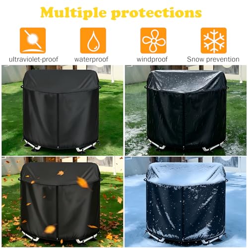 Kids Trampoline Cover Waterproof for 55" Round Kids Trampoline Heavy Duty 600D Oxford cloth Weather-Resistant Round Trampolines Cover UV resistant Windproof Outdoor Toddler Trampoline Covers（Black） by TiantianBao - Image 9
