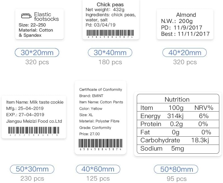 M110 Thermal Labels, 5Rolls 1.97"x1.18" for Phomemo Label Printer M110 M220 M200 M120 M221 Labels Print Master Label Refill, Marklife P50 Clabel 221B Label Tape 50x30mm 1150 Sheets White - Image 4