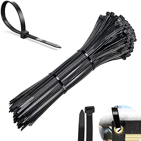 100 Pack of Black Cable Ties, 100mm x 2.5mm, 4 inch Mini Tie Wraps, Plastic Tie Wraps, Secure Self-Locking Mechanism, for Home, Garden, Office and DIY