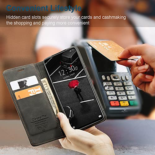 Capa Carteira COPAAD para Xiaomi Mi 10T Lite, Capa Protetora Flip Magnético de Couro PU Macio Fosco