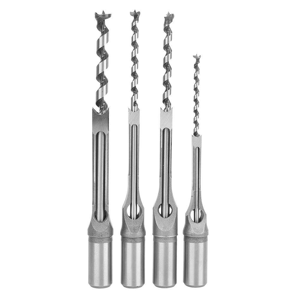 FTVOGUE 4pcs Hole Drill Bits 1/4 5/16 3/8 1/2 Wood Mortising Chisel Set, Woodworking Hole Saw Drilling Hand Tools