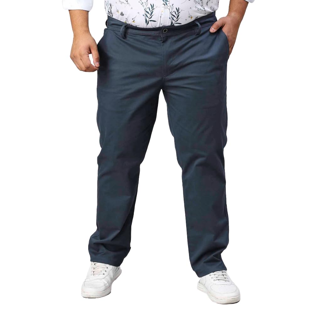 guniaa Men’s Solid Cotton Stretchable Trousers | Plus Size & Regular Fit | Twill Lycra Pants for Casual, Formal & Semi-Formal Wear-picture-32