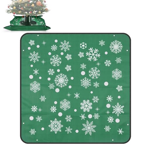 39" Christmas Tree Mat Waterproof with Snowflake Print PE Christmas