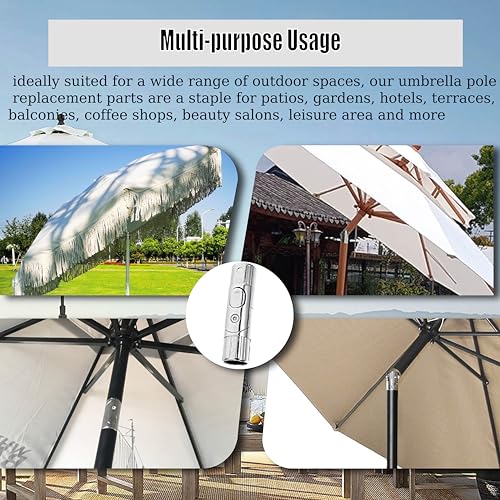 Wshxjzyay Patio Umbrella Replacement Parts, Outdoor Umbrella Pole Replacement, Push-Button Tilt Adjustment Metal Parasol Mounting Bracket Accessories (1.5 Inch) - Thumbnail 6