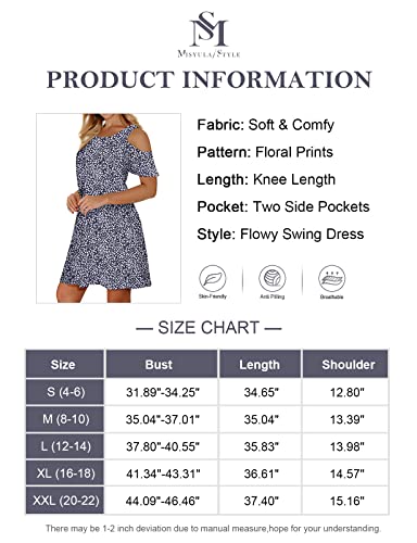 Misyula Dresses For Women Casual Summer,Floral Cold Shoulder Dress Teen Girls Hawaiian Beach Sundresses Church Tropical Elegant Formal Semi Modest Cotton Boutique Clothing (Black Leaf,S) #TOP4
