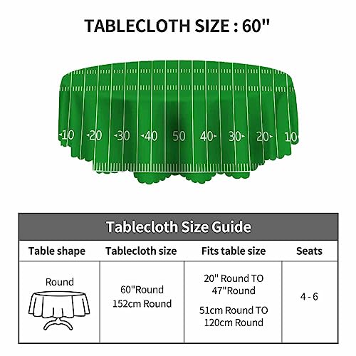 Yibeas Tablecloth Round American Football Field Table Cloth Green Lawn Sport Football Field Table Cover for Dining Room Kitchen Decoration Round Tablecloths 60 inch by Yibeas - Image 3