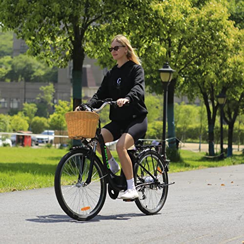 Nakto 26" 250W Cargo-Electric Bicycle 6 Speed E-Bike With 36V Lithium Battery Aadult/Young Adult-Women Electric Bike(Black) #TOP1