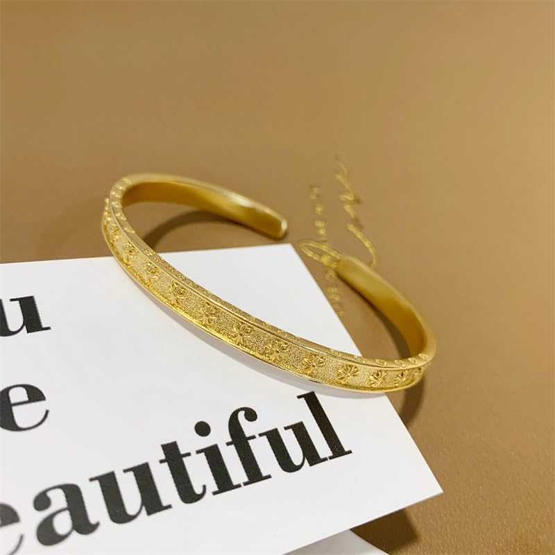 Gold Plated Adjustable Cuff Bangle Bracelet for Women, Elegant Bangle Jewelry Gift for Valentines Day, Mothers Day, Birthday, Anniversary, Christmas Gift for Her - Image 7